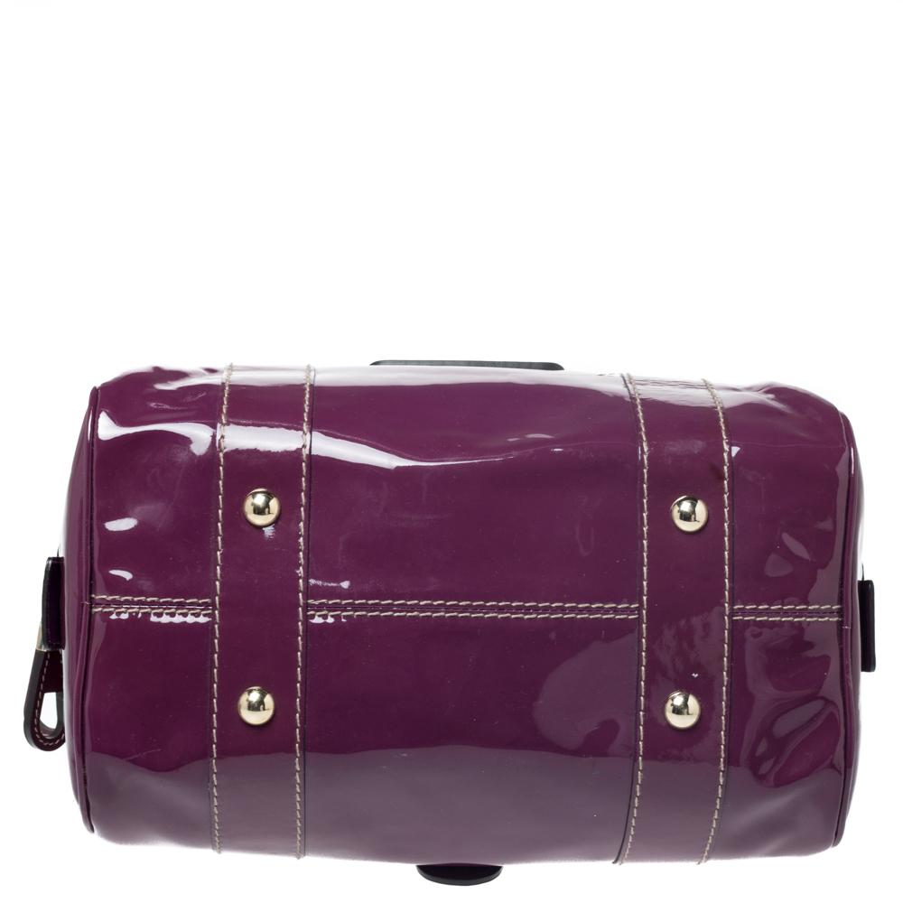 Gucci Purple Patent Leather Boston Bag 2