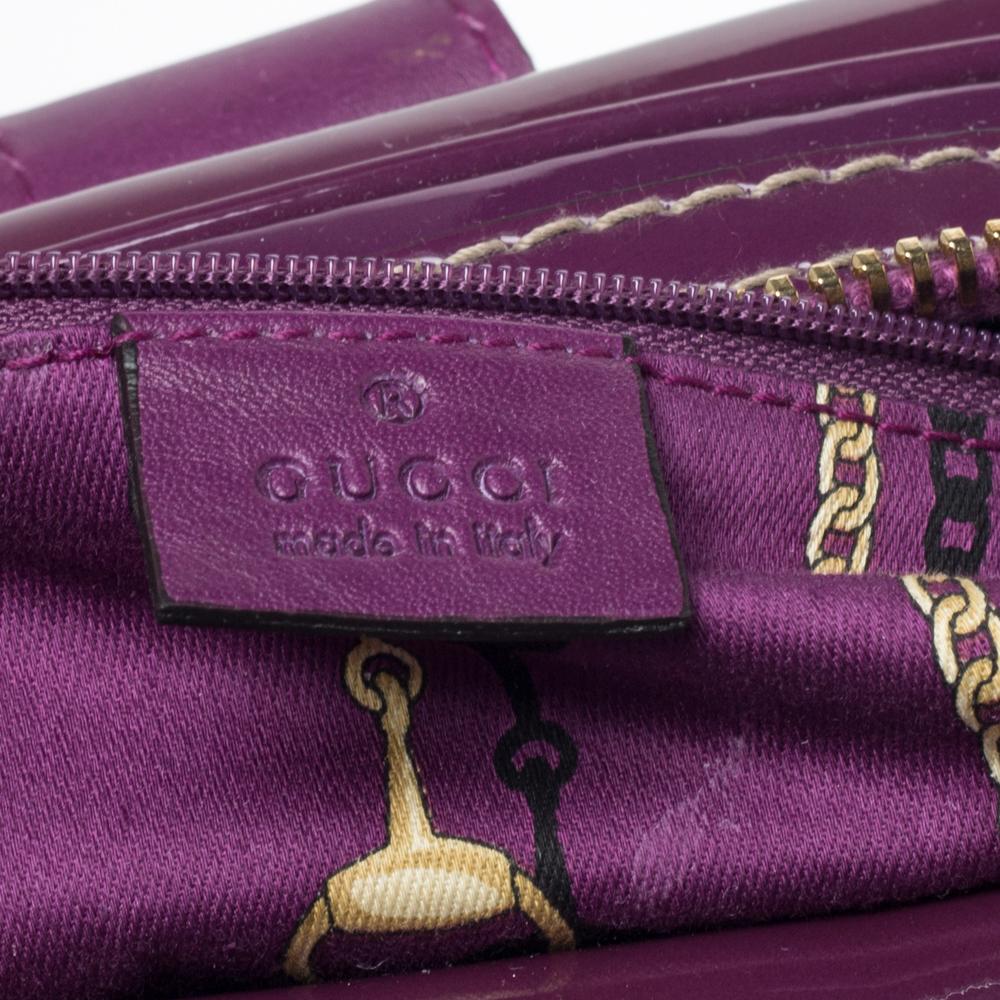 Gucci Purple Patent Leather Boston Bag 4