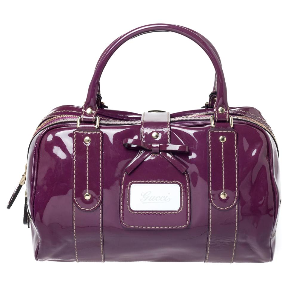 Gucci Purple Patent Leather Boston Bag