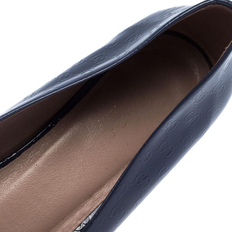 Women's Gucci Purple Patent Leather Horsebit Peep Toe Ballet Flats Size  35
