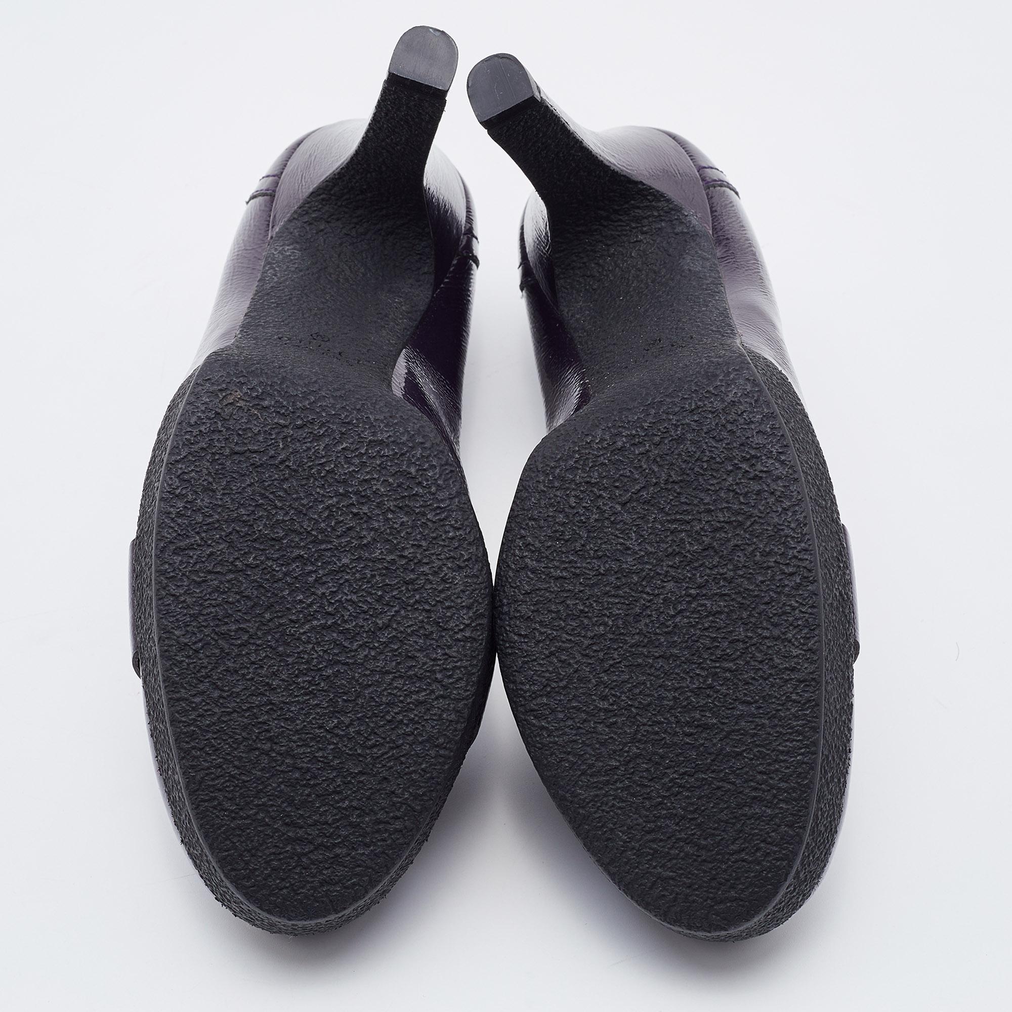 Gucci Purple Patent Leather Horsebit Platform Loafer Pumps Size 37.5 2