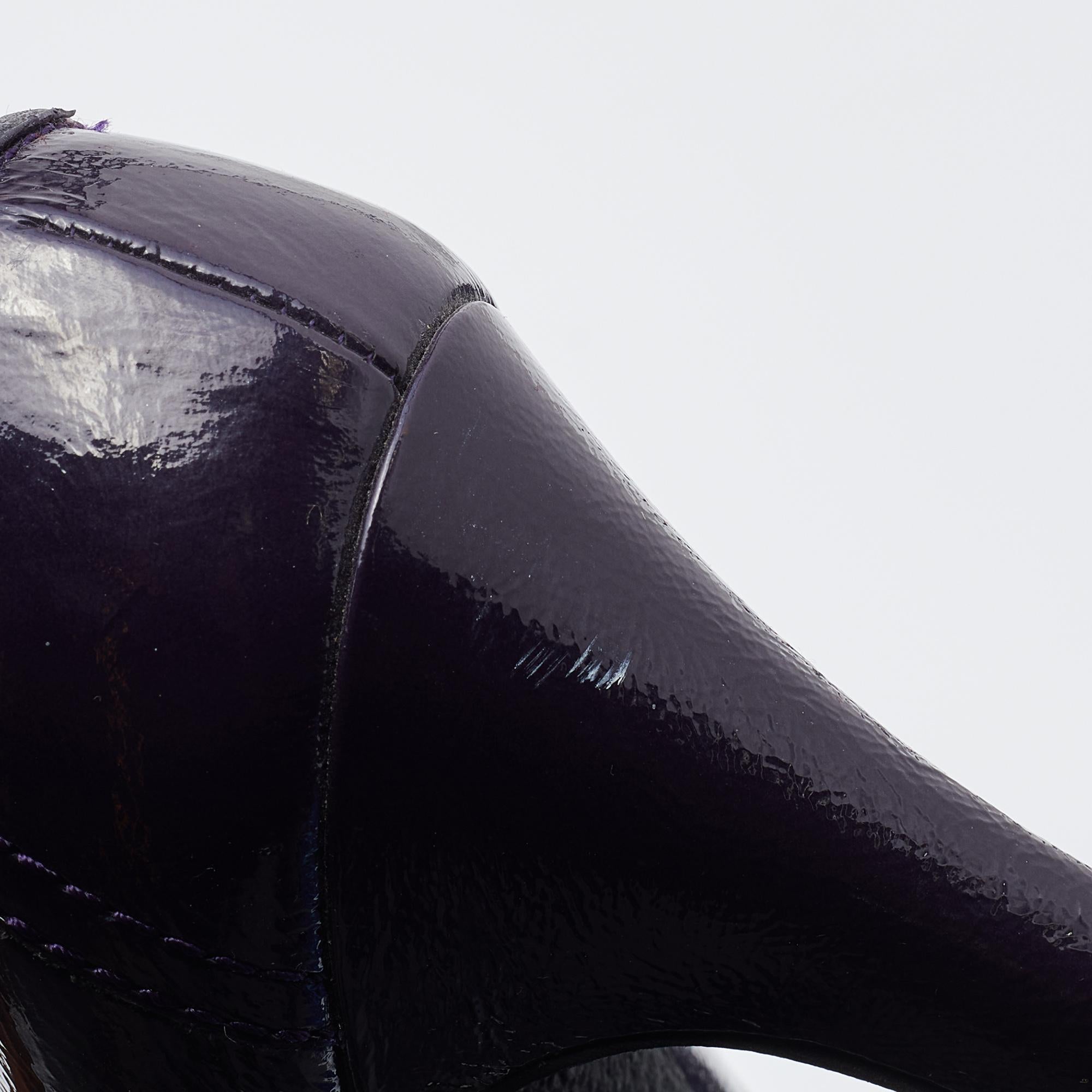 Gucci Purple Patent Leather Horsebit Platform Loafer Pumps Size 37.5 4