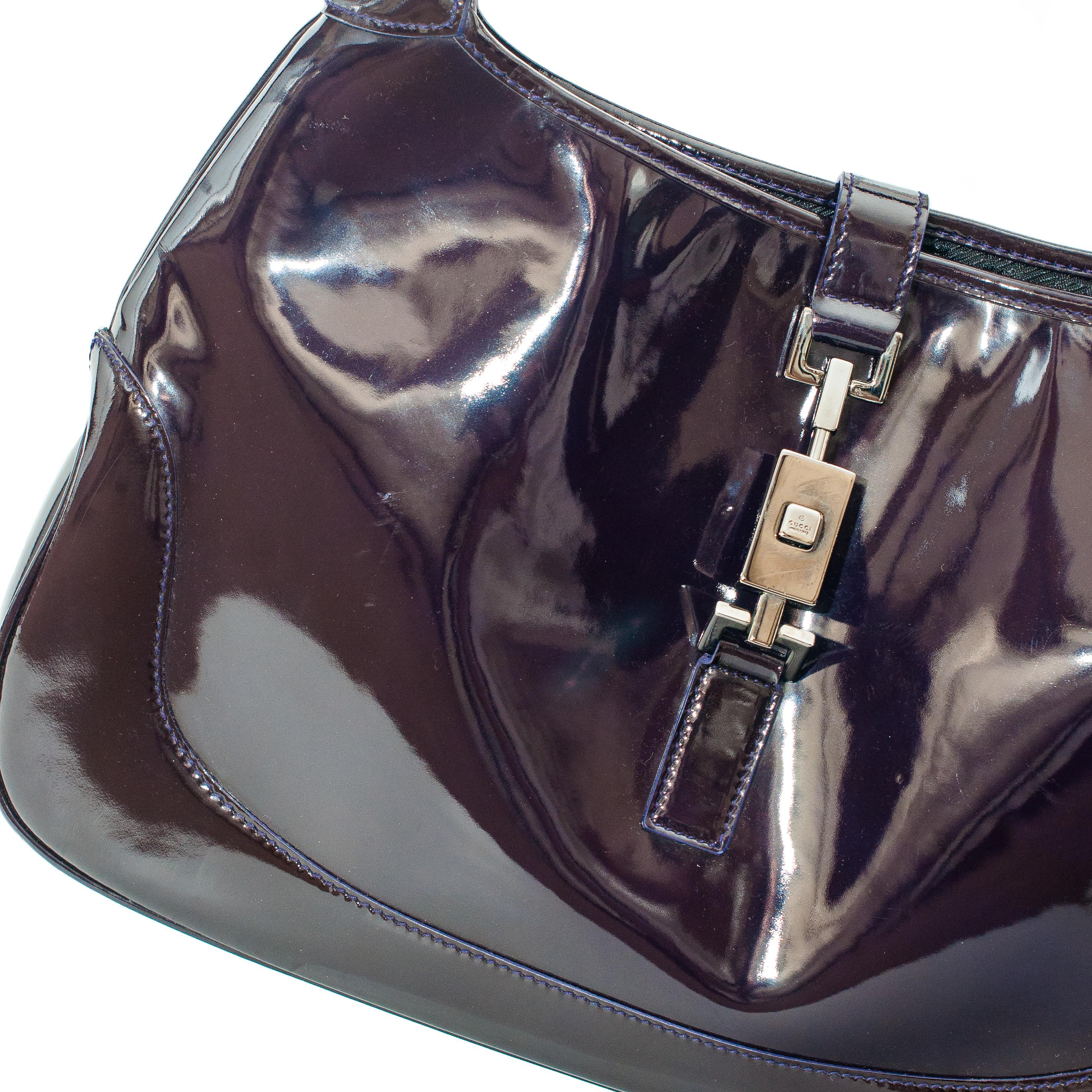 Gucci Purple Patent Leather Jackie Shoulder Bag In Good Condition In London, GB