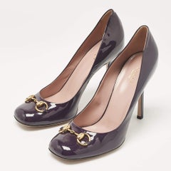 Gucci Purple Patent Leather Jolene Horsebit Pumps 41