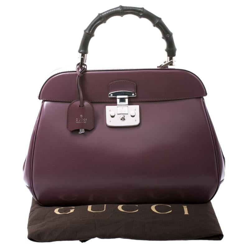 Gucci Purple Patent Leather Lady Lock Bamboo Large Top Handle Bag 4