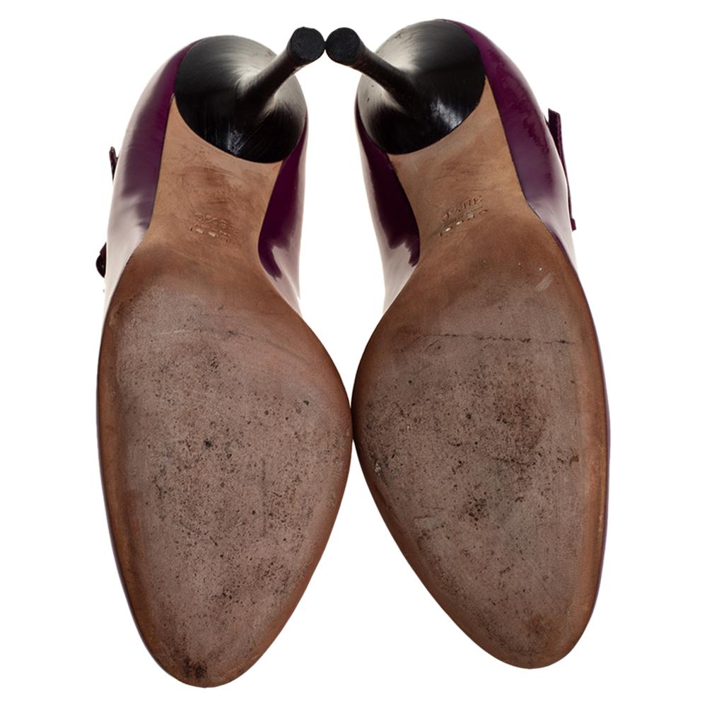 Women's Gucci Purple Patent Leather Mary Jane Pumps Size 38.5
