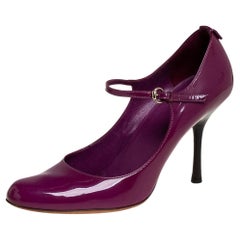 Gucci Purple Patent Leather Mary Jane Pumps Size 38.5