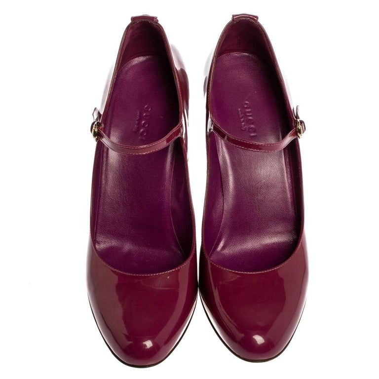 Gucci Purple Patent Leather Mary Jane Pumps Size 40 at 1stDibs