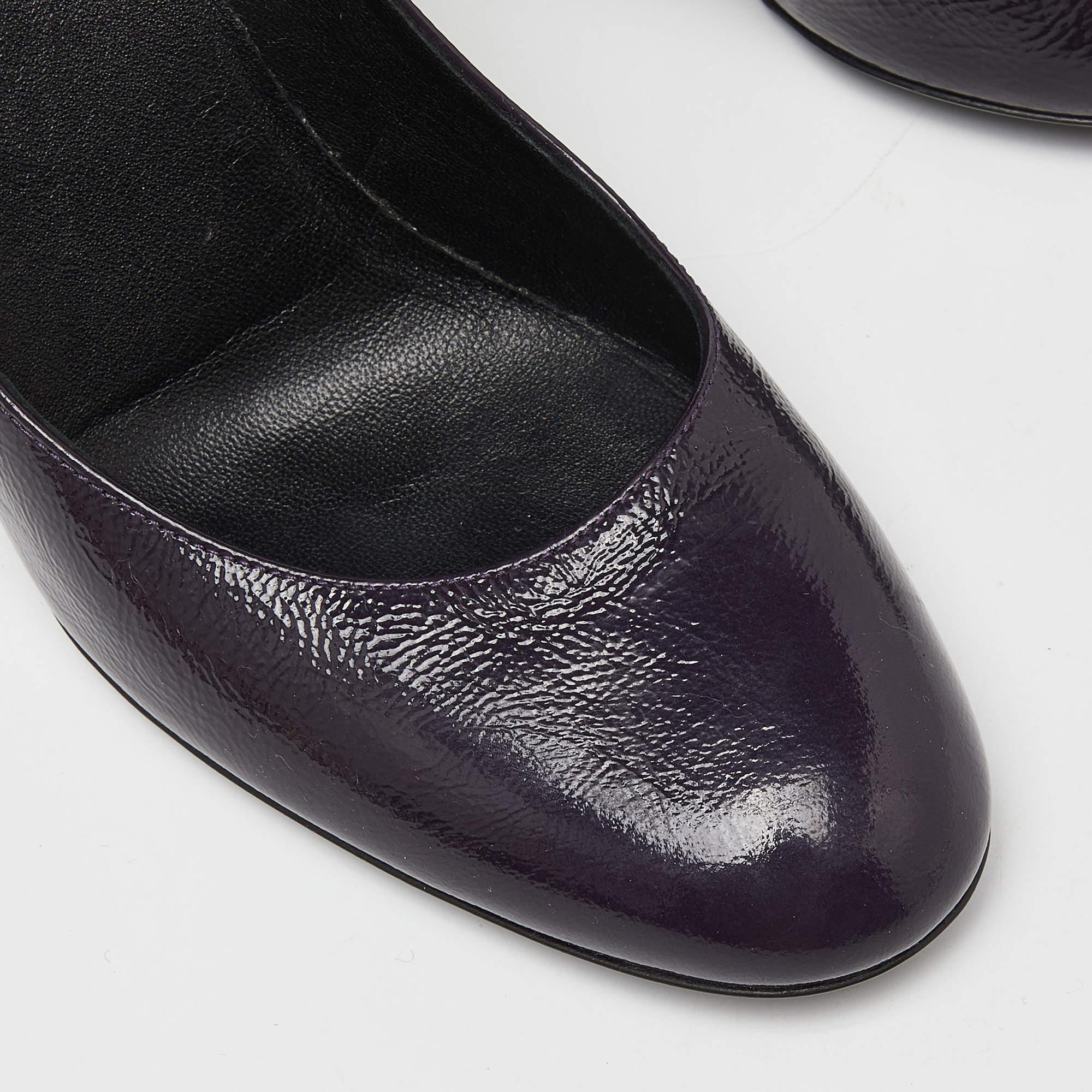 Gucci escarpins compensés en cuir verni violet, taille 38 en vente 3