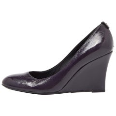 Gucci Pumps con zeppa in pelle verniciata viola taglia 38