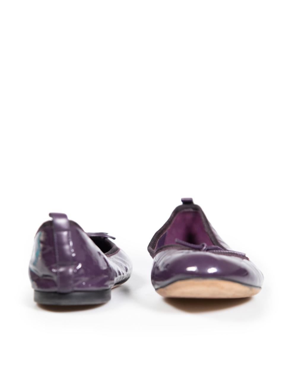 Gray Gucci Purple Patent Micro GG Monogram Ballet Flats Size IT 41