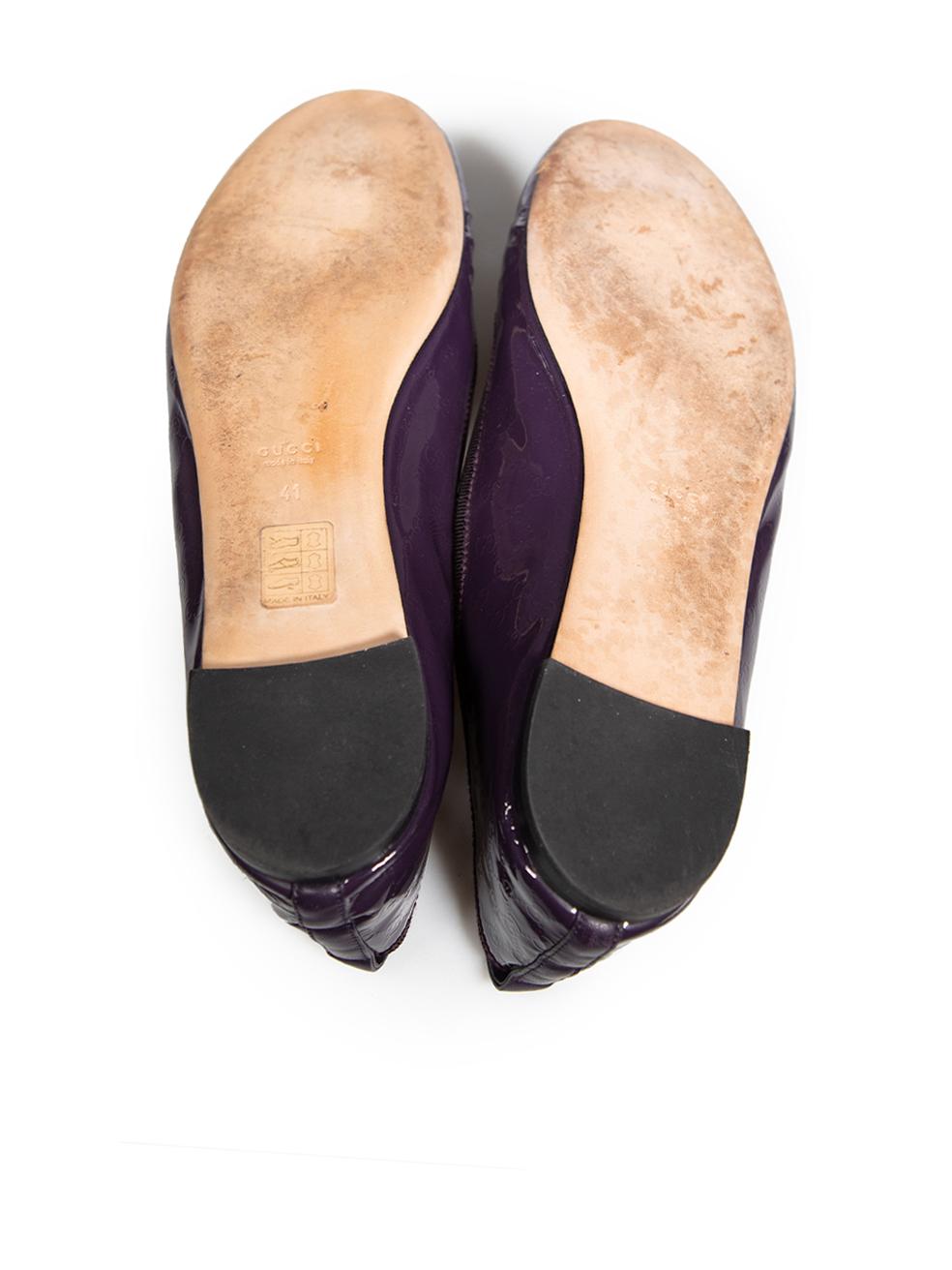 Women's Gucci Purple Patent Micro GG Monogram Ballet Flats Size IT 41 For Sale