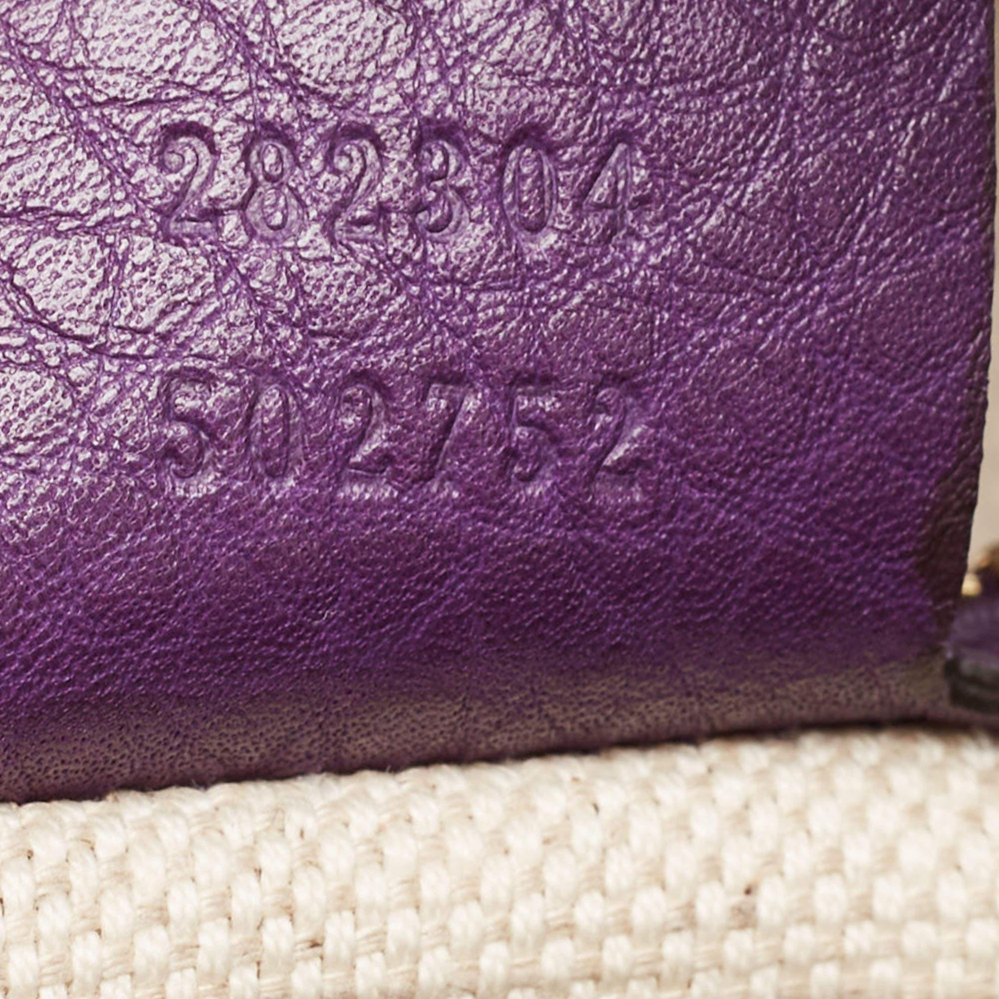 Gucci Purple Pebbled Calfskin Leather Soho Hobo 5