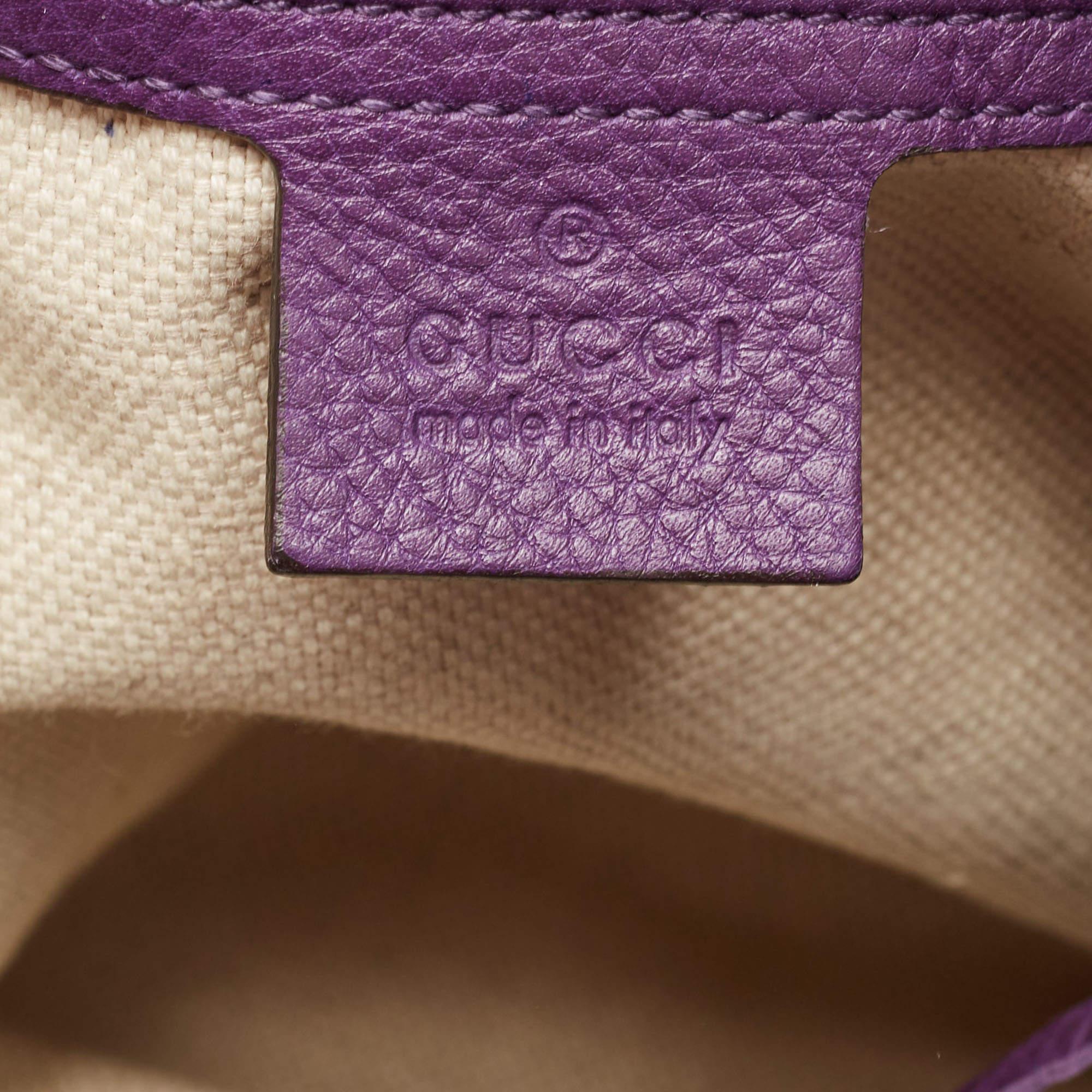 Gucci Purple Pebbled Calfskin Leather Soho Hobo 6