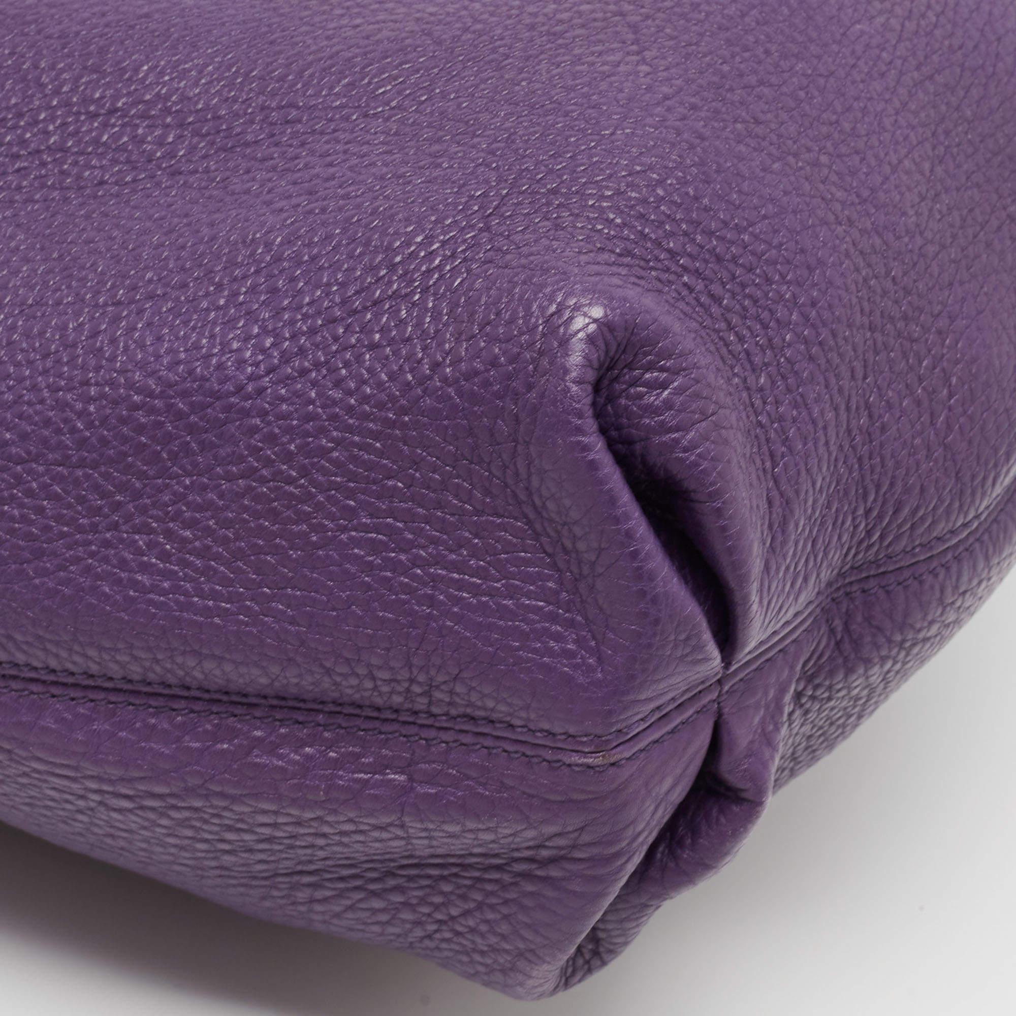 Gucci Purple Pebbled Calfskin Leather Soho Hobo 8