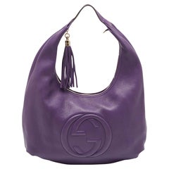 Gucci Purple Pebbled Calfskin Leather Soho Hobo