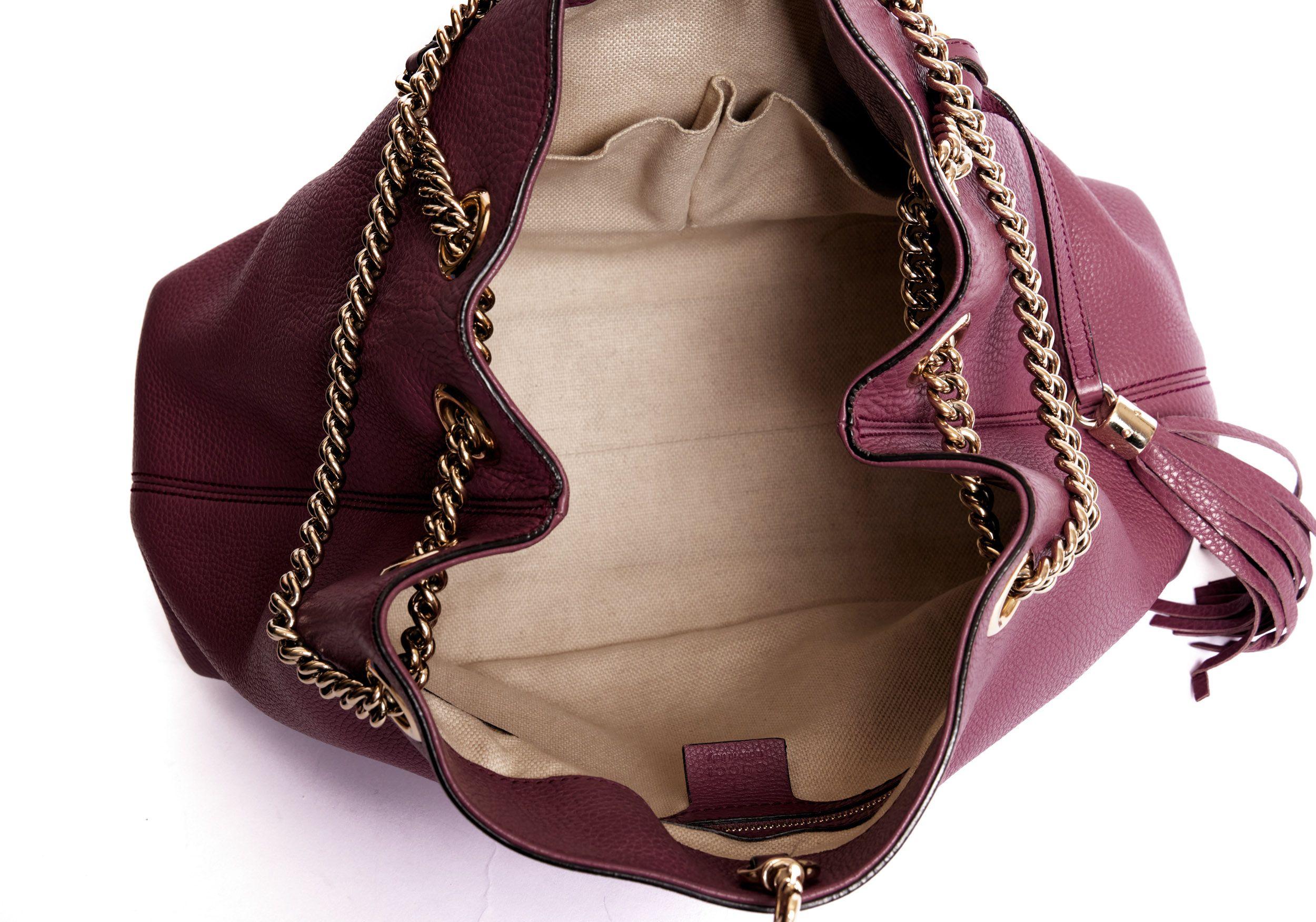 Gucci Purple Pebbled leather GG Bag For Sale 5