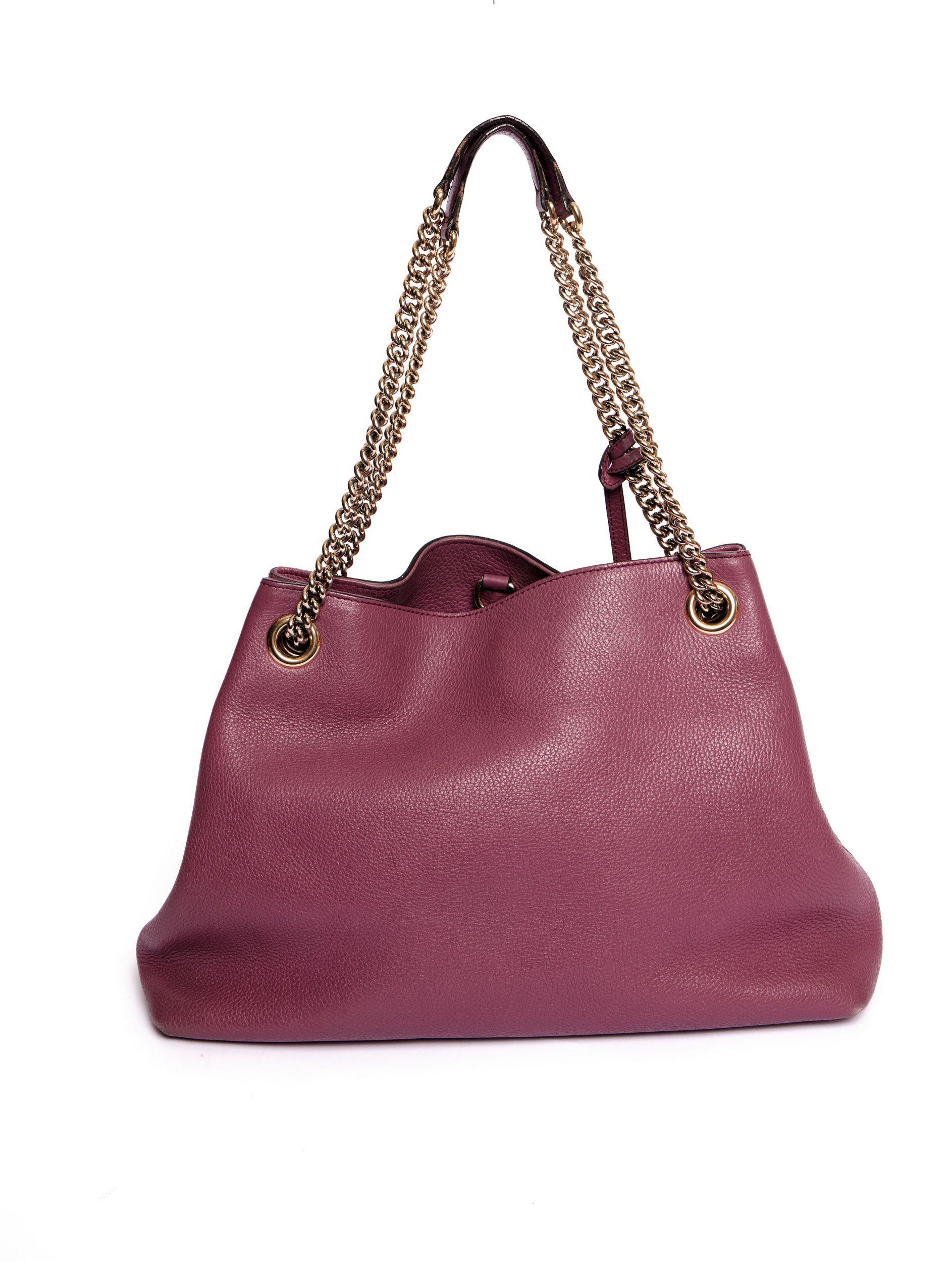 Brown Gucci Purple Pebbled leather GG Bag For Sale