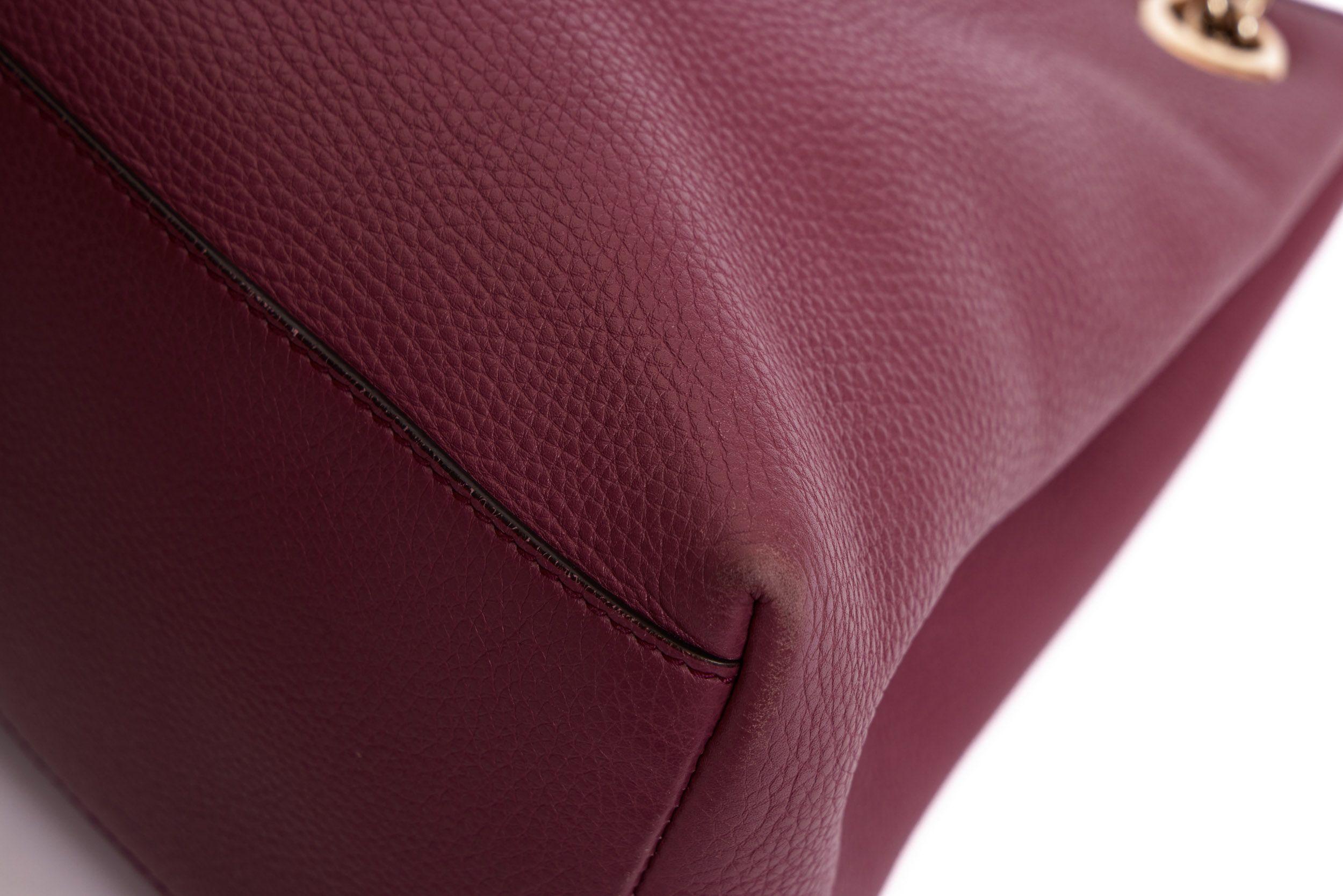 Gucci Purple Pebbled Leder GG Tasche Damen im Angebot