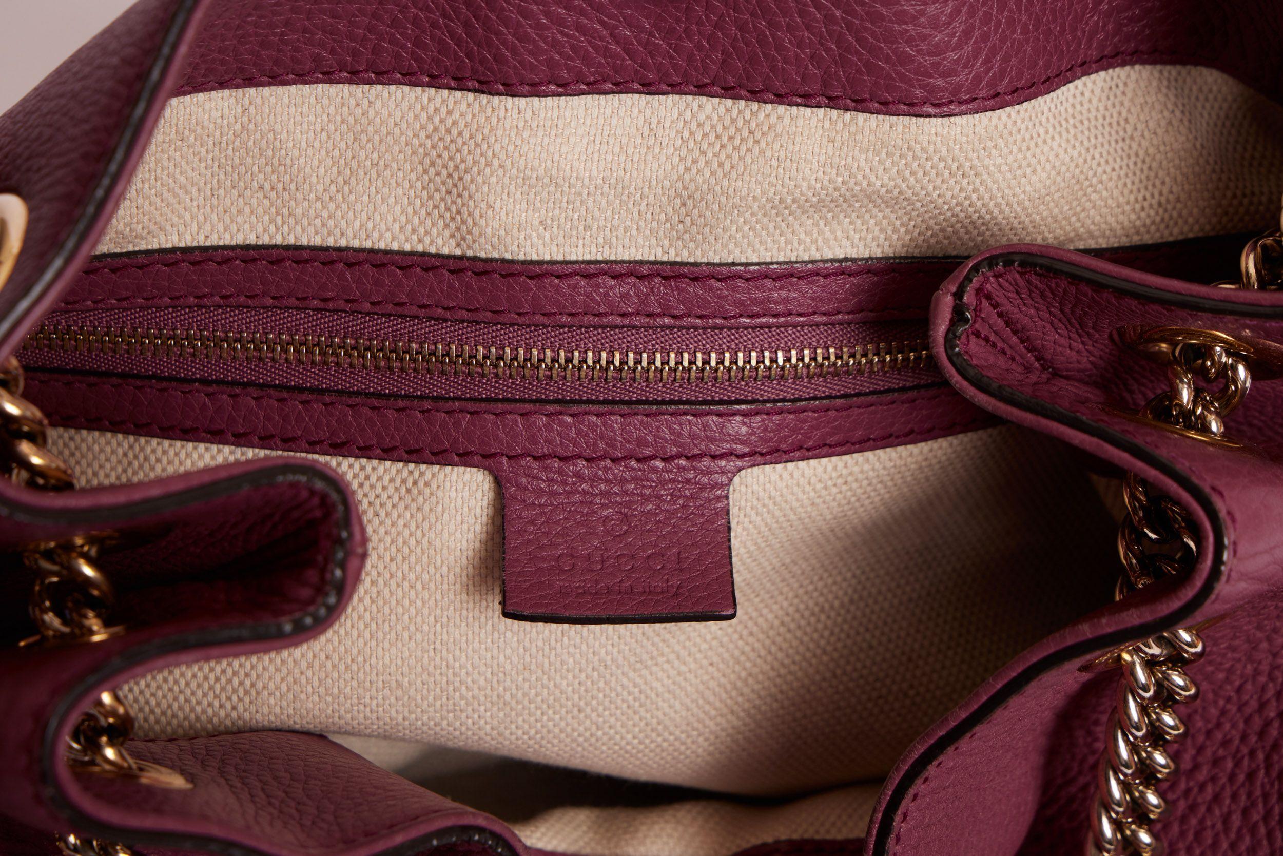 Gucci Purple Pebbled Leder GG Tasche im Angebot 4
