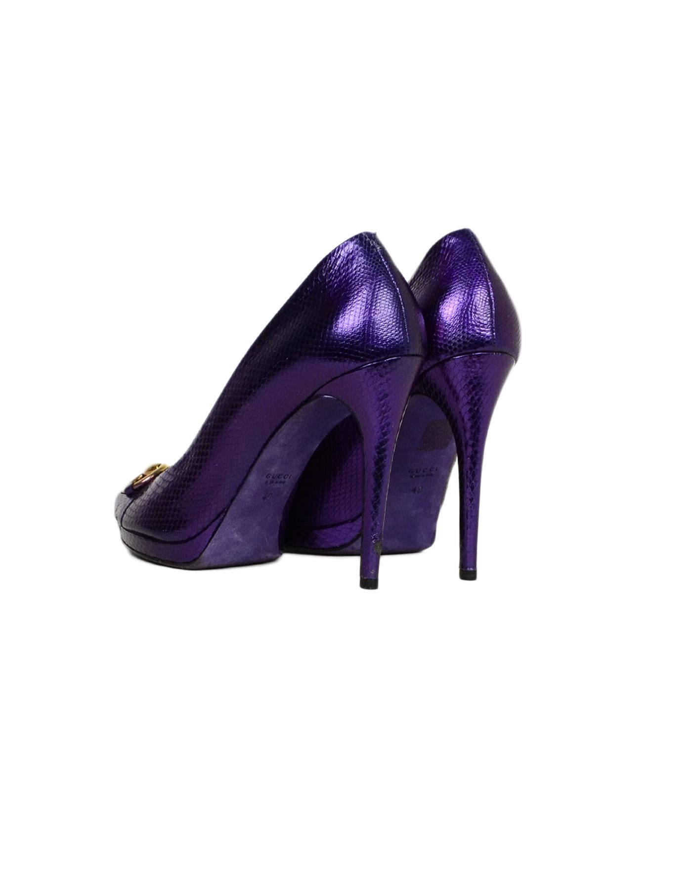 Gucci Purple Python Horsebit Peeptoe Pumps sz 40 For Sale at 1stDibs