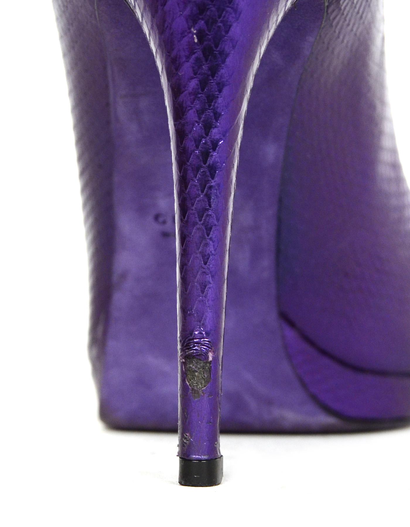 Gucci Purple Python Horsebit Peeptoe Pumps sz 40 For Sale at 1stDibs