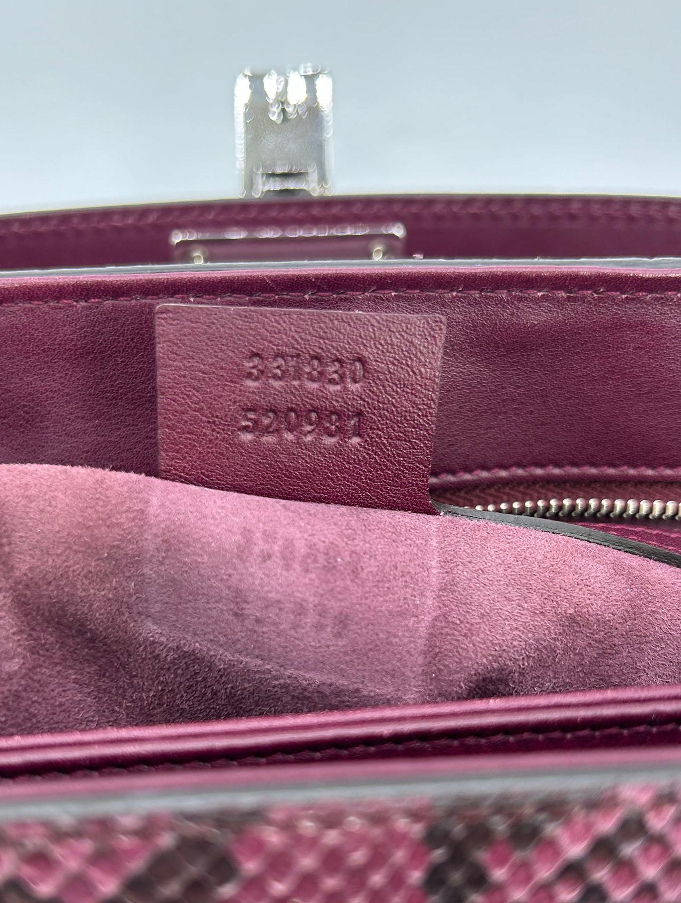 Gucci Purple Python Lady Lock Bag with Bamboo Handle For Sale 6