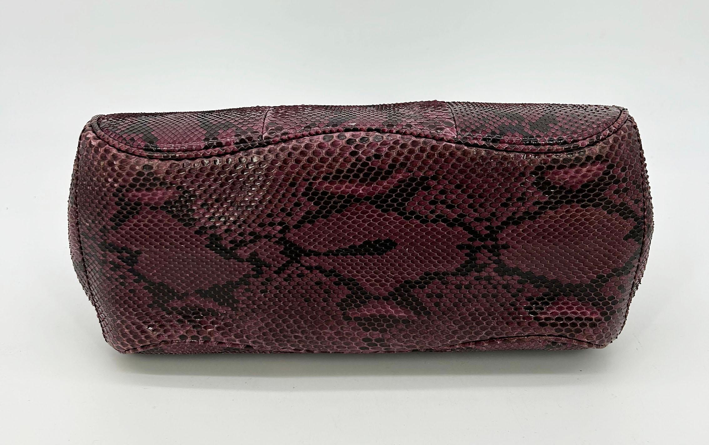 Women's Gucci Purple Python Lady Lock Bag with Bamboo Handle For Sale