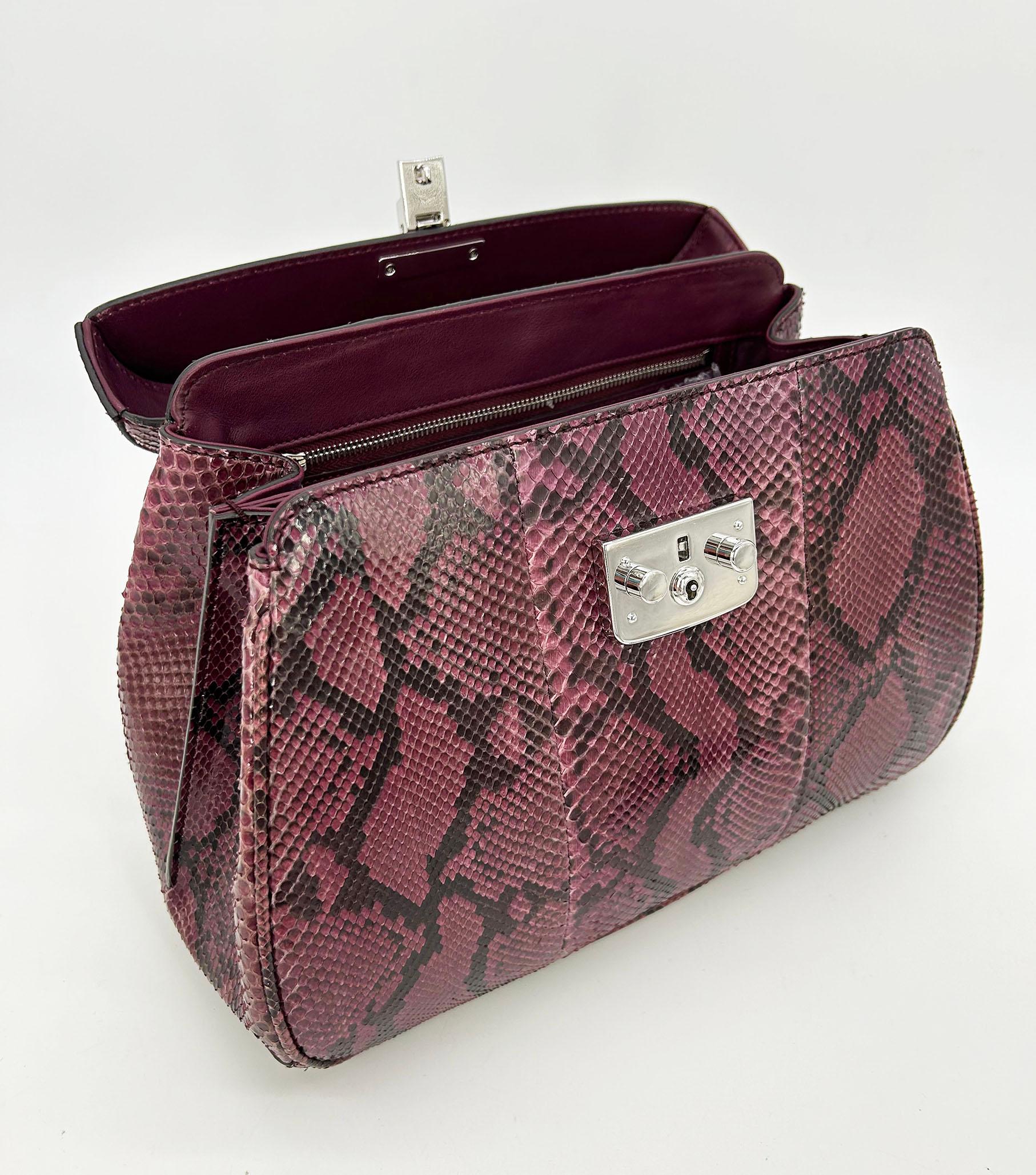 Gucci Purple Python Lady Lock Bag with Bamboo Handle For Sale 3