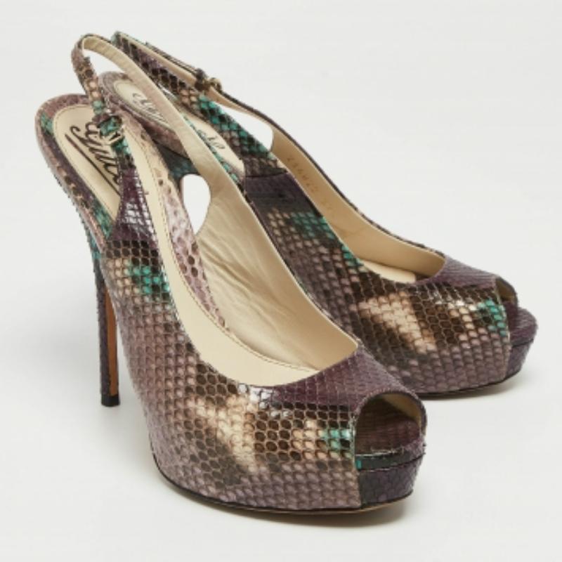 Gucci Bombas Slingback Sofia Pitón Morado Talla 37.5 en venta 1