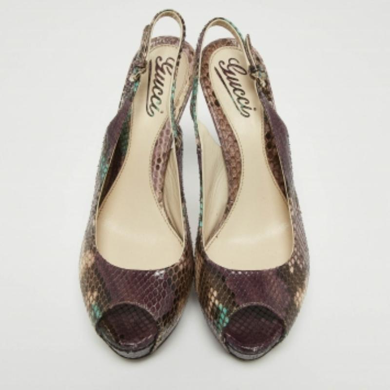 Gucci Bombas Slingback Sofia Pitón Morado Talla 37.5 en venta 2