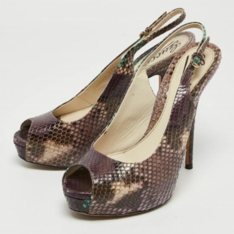 Gucci Bombas Slingback Sofia Pitón Morado Talla 37.5 en venta 3