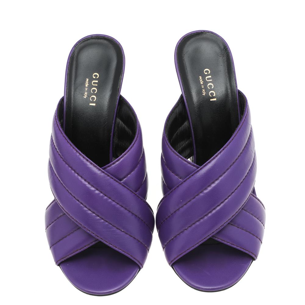 purple gucci slides