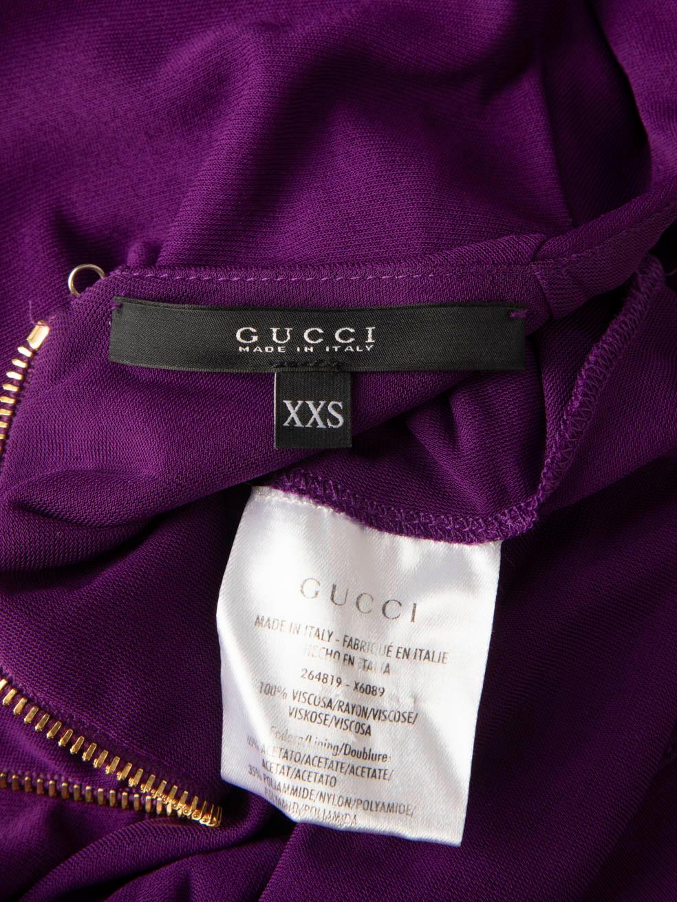 Gucci Purple Ruffle Front Mini Dress Size XXS For Sale 2