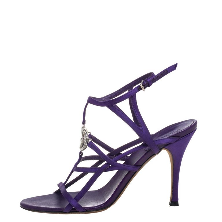 Gucci Purple Satin GG Cage Ankle Strap Sandals Size 37 at 1stDibs ...