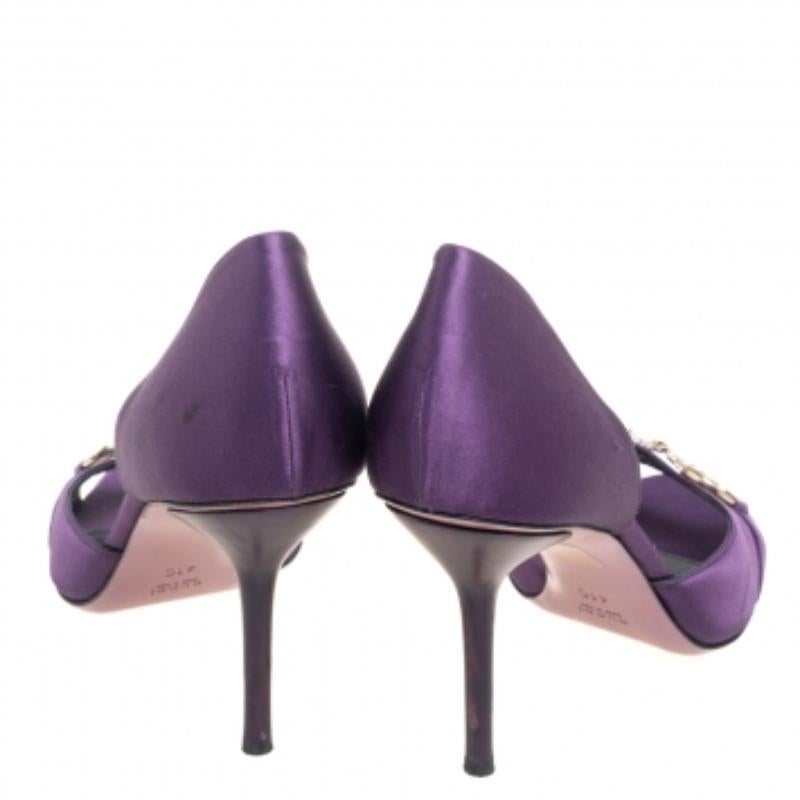 Gray Gucci Purple Satin Horsebit Peep-Toe Sandals Size 41