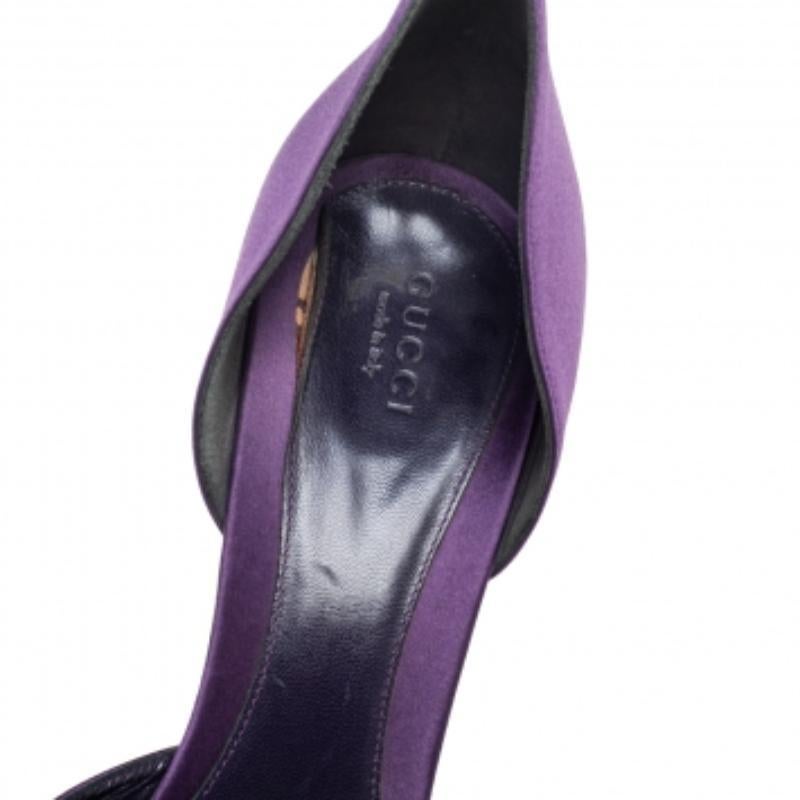 Women's Gucci Purple Satin Horsebit Peep-Toe Sandals Size 41