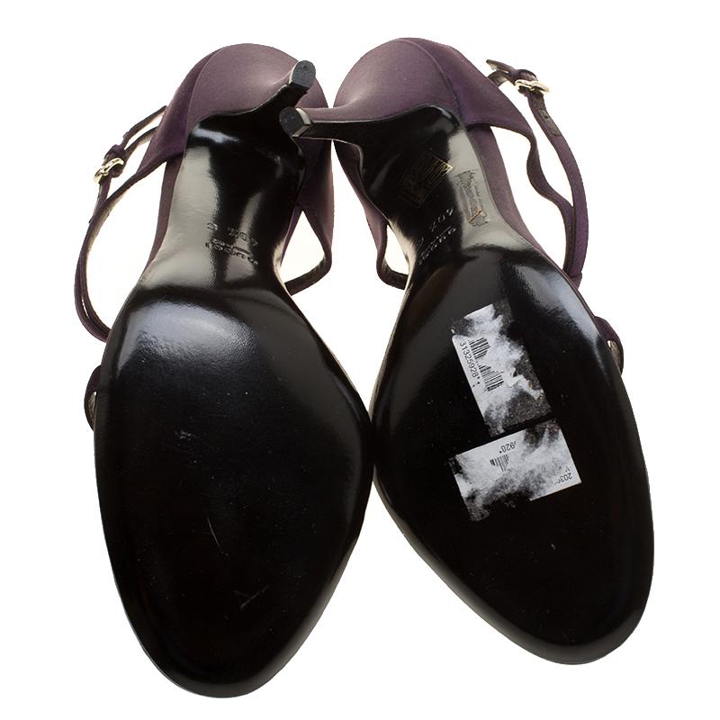 Gucci Purple Satin T-strap Sandals Size 40.5 1