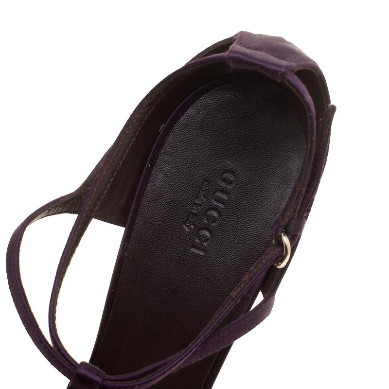 Gucci Purple Satin T-strap Sandals Size 40.5 2