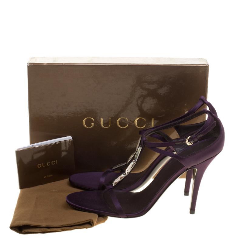 Gucci Purple Satin T-strap Sandals Size 40.5 2