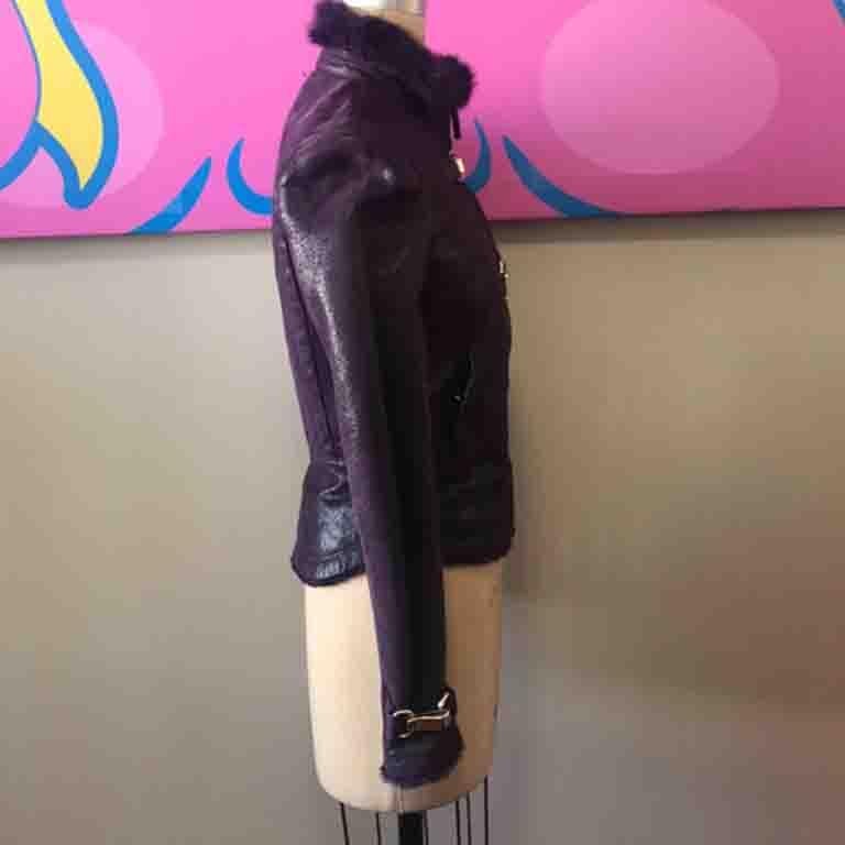 Black Gucci Purple Shearling Jacket  Frida Giannini For Sale