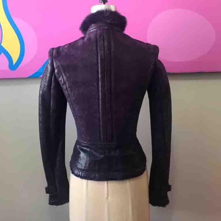Gucci Purple Shearling Jacket  Frida Giannini In Excellent Condition For Sale In Los Angeles, CA