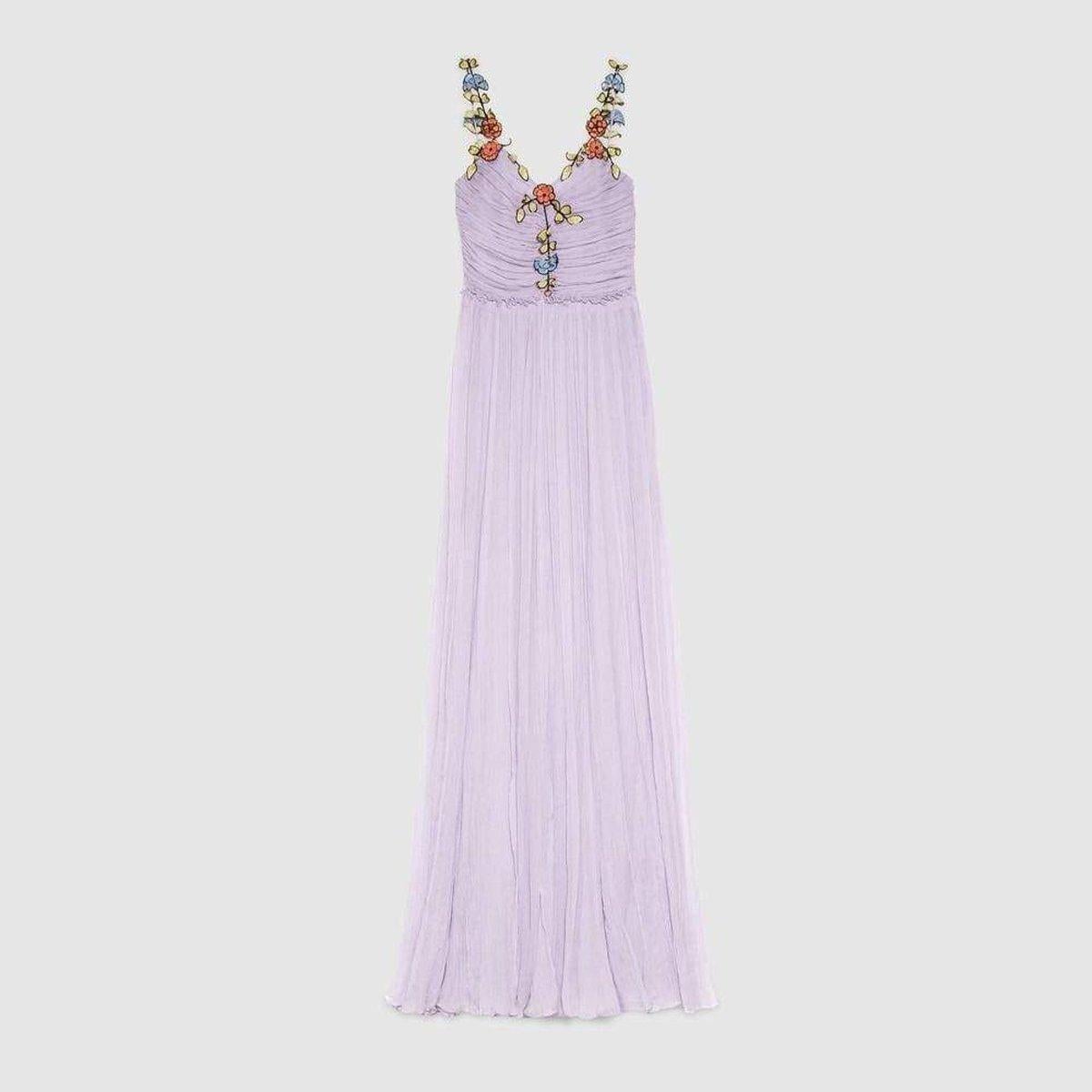 Gucci Purple Silk Chiffon Embroidered Gown  IT38 US2 In New Condition In Brossard, QC