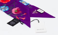 Gucci Purple Silk Floral Scarf