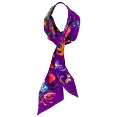 Gucci Purple Silk Floral Scarf