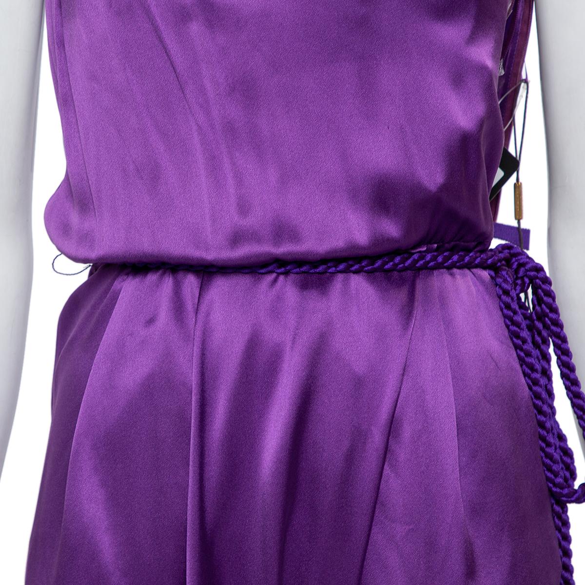 Gucci Purple Silk Satin Belted Bustier Detail Strapless Jumpsuit S In Excellent Condition In Dubai, Al Qouz 2