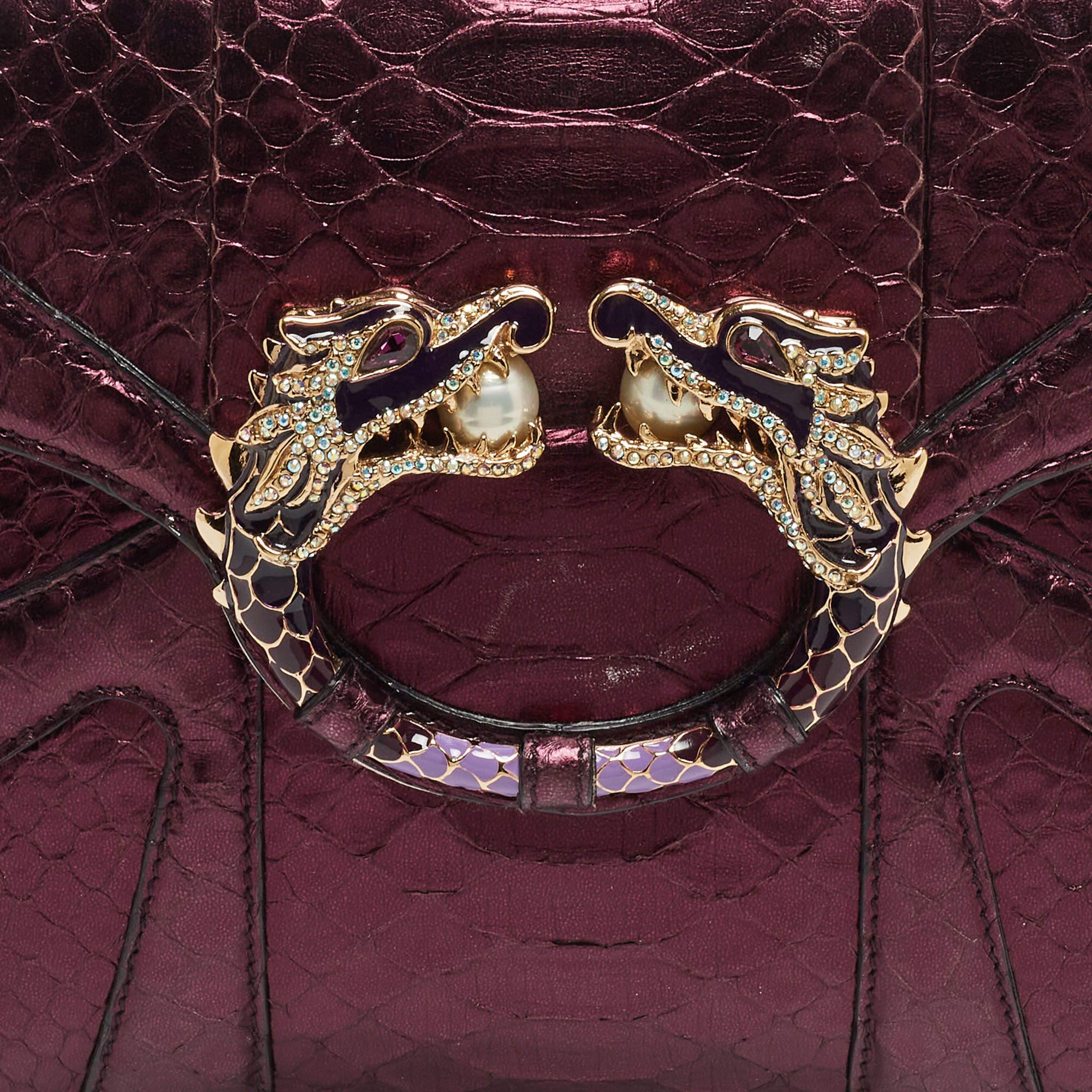 Gucci Purple Snakeskin Limited Edition Crystals Tom Ford Dragon Shoulder Bag 5