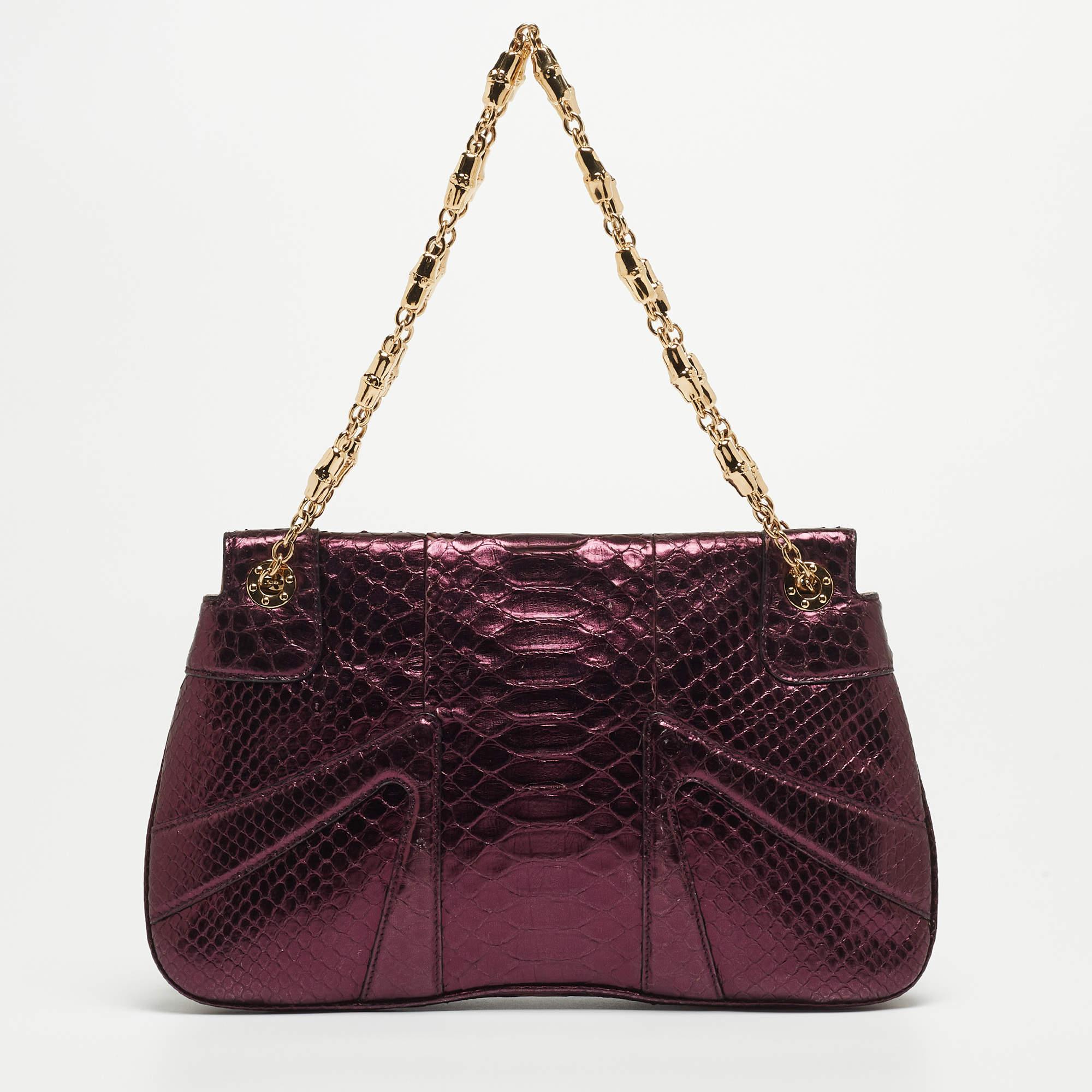 Gucci Purple Snakeskin Limited Edition Crystals Tom Ford Dragon Shoulder Bag 6