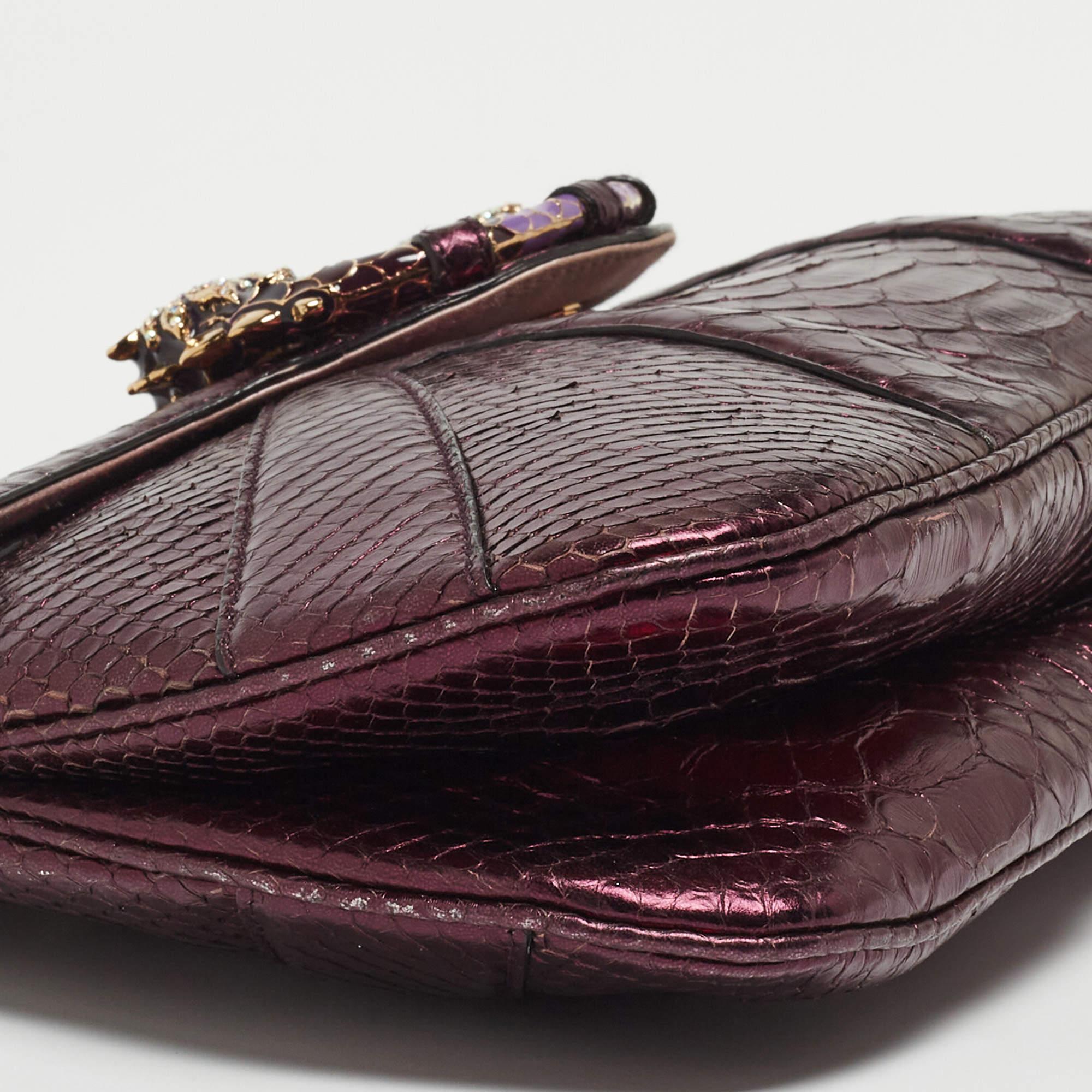 Gucci Purple Snakeskin Limited Edition Crystals Tom Ford Dragon Shoulder Bag 7