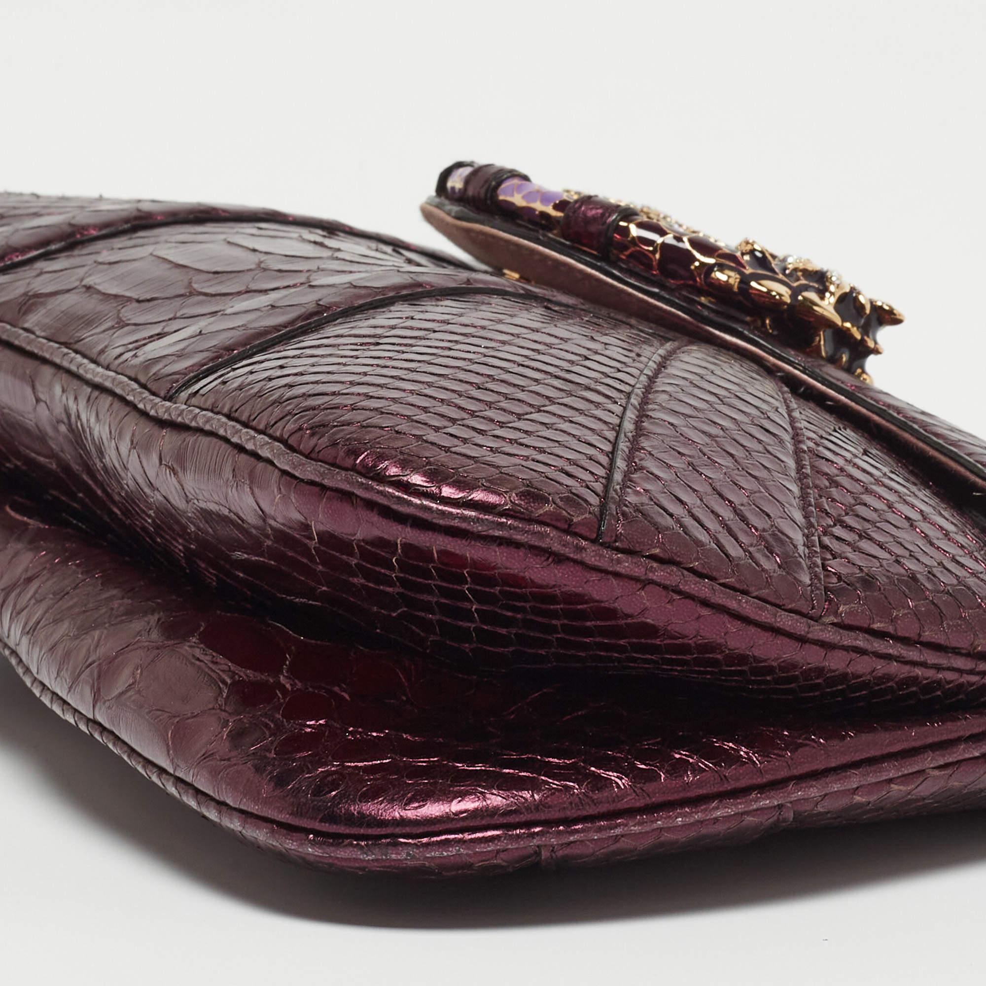 Gucci Purple Snakeskin Limited Edition Crystals Tom Ford Dragon Shoulder Bag 8